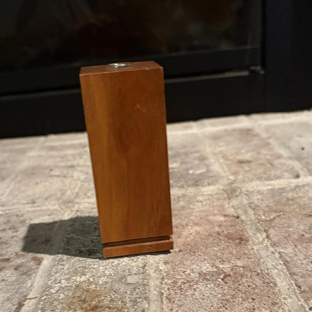 Vintage Solid American Walnut Owl Bud Vase Wood Decor - Picture 5 of 8